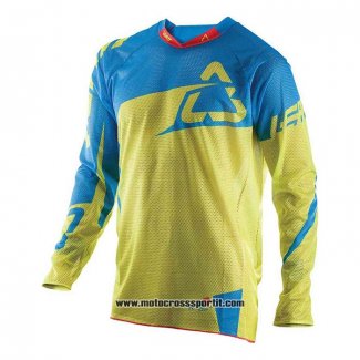 2020 Motocross Ciclismo Maglie Leatt Manica Lunga Giallo Blu