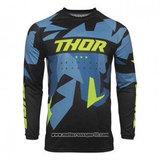 2020 Motocross Ciclismo Maglie Thor Manica Lunga Nero Blu