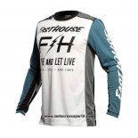 2021 Motocross Ciclismo Maglie Fast House Manica Lunga Bianco Blu