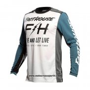 2021 Motocross Ciclismo Maglie Fast House Manica Lunga Bianco Blu