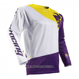 2020 Motocross Ciclismo Maglie Acerbis Manica Lunga Bianco Viola