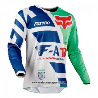 2020 Motocross Ciclismo Maglie FOX Manica Lunga Bianco Blu