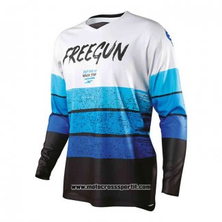 2020 Motocross Ciclismo Maglie Freegun Manica Lunga Bianco Blu