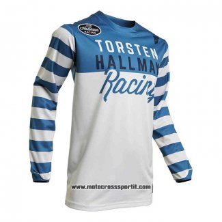 2020 Motocross Ciclismo Maglie Thor Manica Lunga Bianco Blu