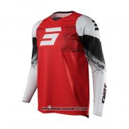 2021 Shot Motocross Ciclismo Maglie Manica Lunga Rosso Bianco