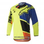 2020 Motocross Ciclismo Maglie Alpinestars Manica Lunga Blu Giallo