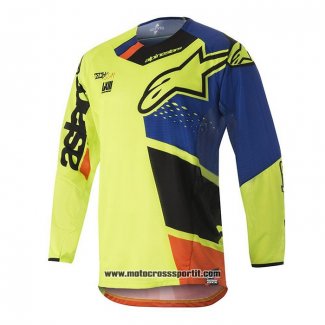 2020 Motocross Ciclismo Maglie Alpinestars Manica Lunga Blu Giallo