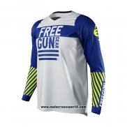 2021 Freegun Motocross Ciclismo Maglie Manica Lunga Bianco Blu