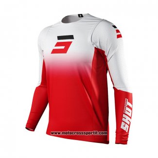 2021 Shot Motocross Ciclismo Maglie Manica Lunga Rosso Bianco