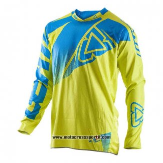 2020 Motocross Ciclismo Maglie Leatt Manica Lunga Blu Giallo