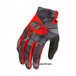 2021 Oneal Motocross Ciclismo Guanti Dita Lunghe Rosso Grigio