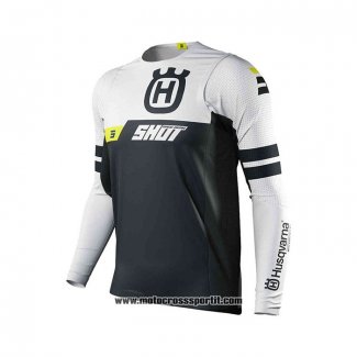 2021 Shot Motocross Ciclismo Maglie Manica Lunga Bianco Nero