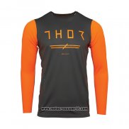 2021 Thor Motocross Ciclismo Maglie Manica Lunga Nero Arancione