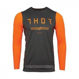 2021 Thor Motocross Ciclismo Maglie Manica Lunga Nero Arancione