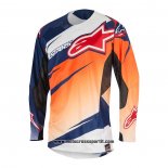 2020 Motocross Ciclismo Maglie Alpinestars Manica Lunga Blu Arancione