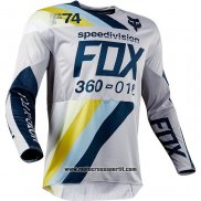 2020 Motocross Ciclismo Maglie FOX Manica Lunga Bianco