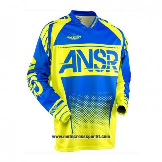 2020 Motocross Ciclismo Maglie ANSR Manica Lunga Blu Giallo