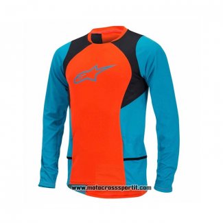 2020 Motocross Ciclismo Maglie Alpinestars Manica Lunga Blu Arancione