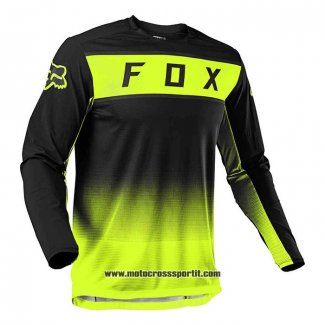 2020 Motocross Ciclismo Maglie FOX Manica Lunga Nero Giallo