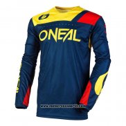 2020 Motocross Ciclismo Maglie Oneal Manica Lunga Spento Blu Giallo