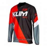 2021 Motocross Ciclismo Maglie Klim Manica Lunga Grigio Rosso