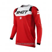 2021 Shot Motocross Ciclismo Maglie Manica Lunga Rosso Bianco