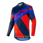 2020 Motocross Ciclismo Maglie Alpinestars Manica Lunga Blu Rosso