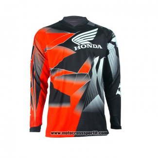 2020 Motocross Ciclismo Maglie Honda Manica Lunga Nero Rosso