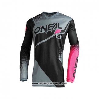 2021 Oneal Motocross Ciclismo Donne Maglie Manica Lunga Grigio Fuxia