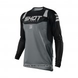 2021 Shot Motocross Ciclismo Maglie Manica Lunga Grigio Nero